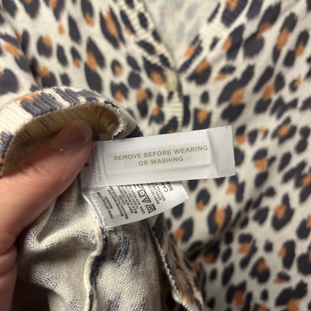 LOFT 100% Cotton Animal Print Women's V-Neck Cardigan - Picture 9 of 13